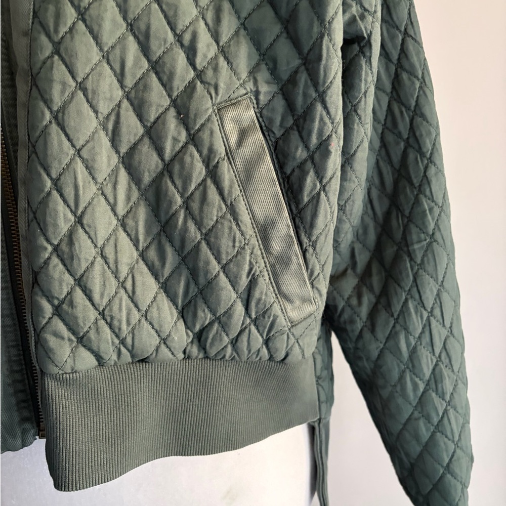 YFB Olive Army Green Bomber Cotton Cropped Reversible Jacket - Picture 7 of 11